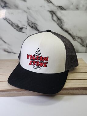Volcom Stone Trucker Hat White, Black & Gray. Adjustable